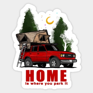 Red Land Cruiser - Home is where you park it Land Cruiser Sticker